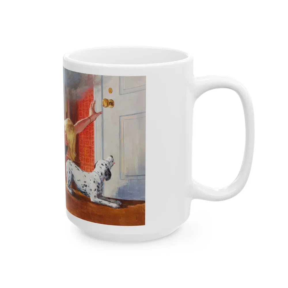 Escaping the Fire, NFPA advertisement - White Coffee Mug-Go Mug Yourself