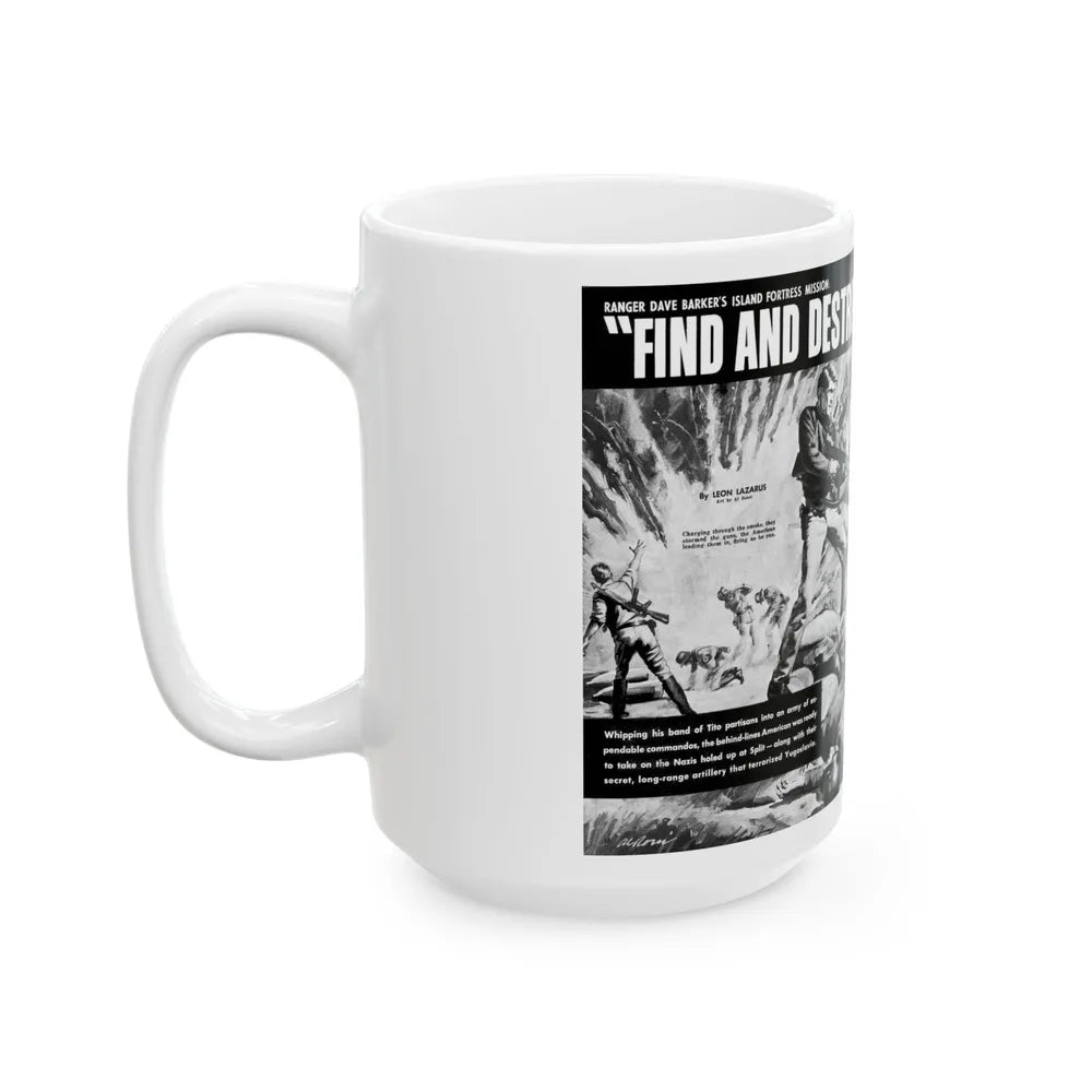 Find And Destroy The Giant Guns Of Brao, Action For Men, March 1965-03 - White Coffee Mug-Go Mug Yourself