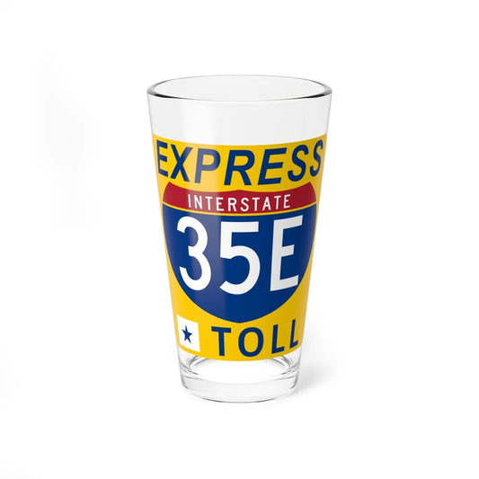 35E Express Lane free (Texas) (Road Sign) Pint Glass 16oz 16oz - Go Mug Yourself