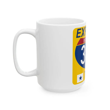 35E Express Lane free (Texas) (Road Sign) White Coffee Mug - Go Mug Yourself