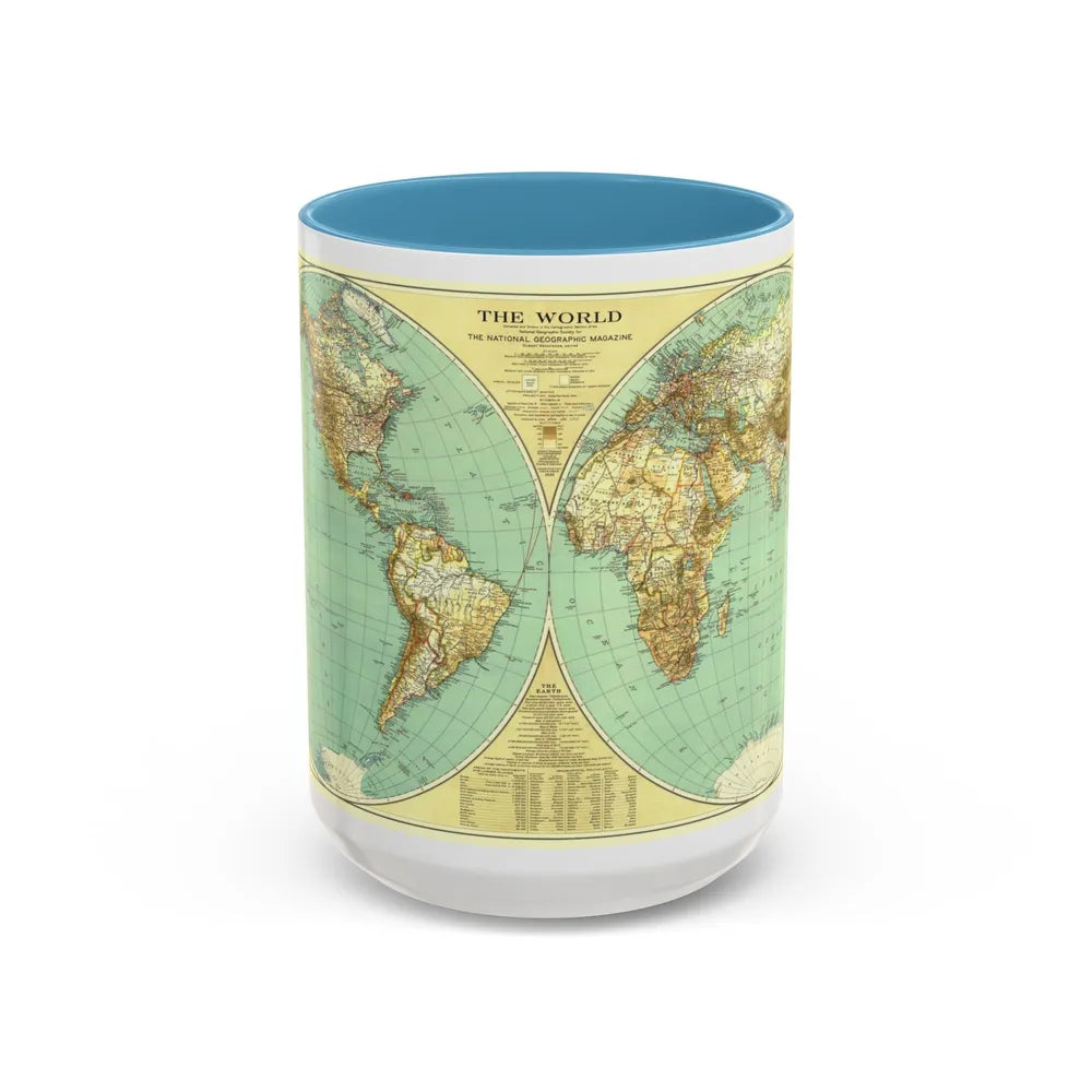 World Map (1935) (Map) Accent Coffee Mug-15oz-Light Blue-Go Mug Yourself