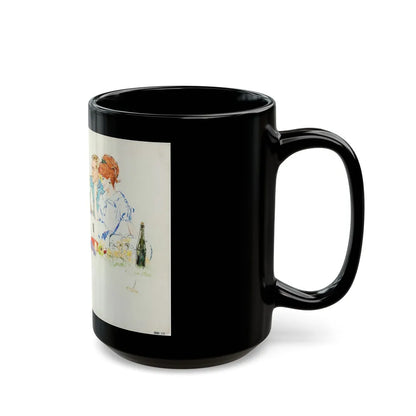 Couple on Picnic Illustration (Neeley Associates, c. 1960s) - Black Coffee Mug-Go Mug Yourself