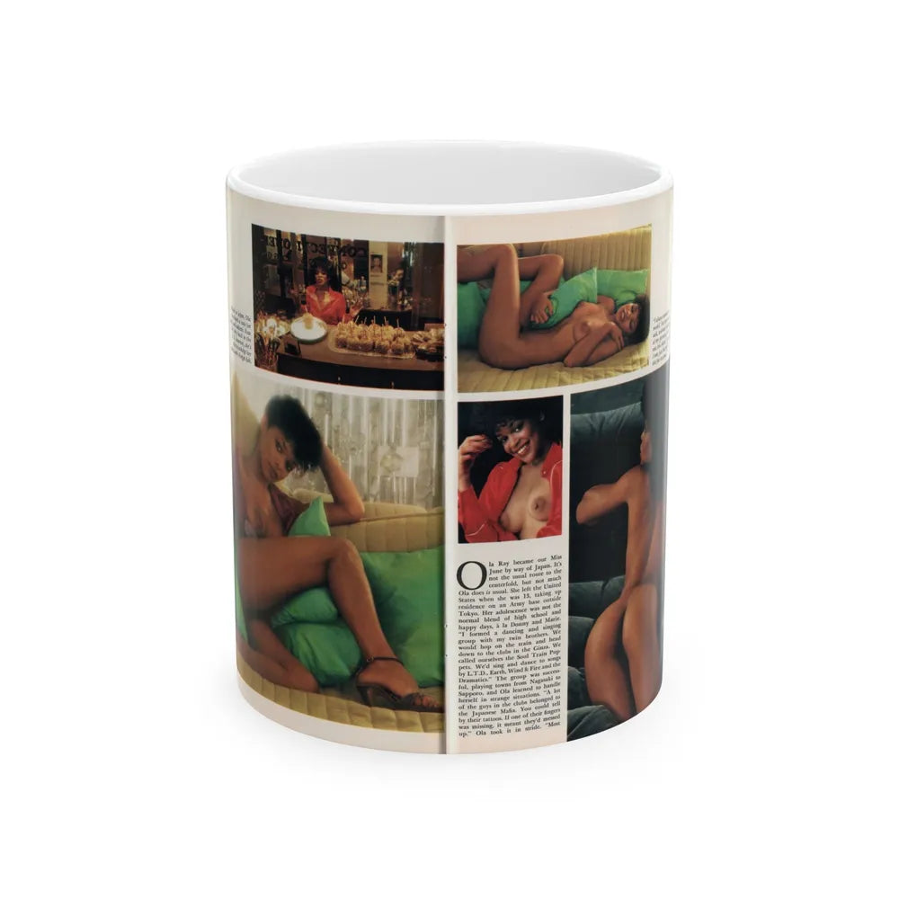 Ola Ray #131 - [Pages 146-147] Ola Playboy Spread Pages 3 & 4 of 10+Centerfold from Playboy Mag. June '80 (Vintage Female Icon) White Coffee Mug-11oz-Go Mug Yourself