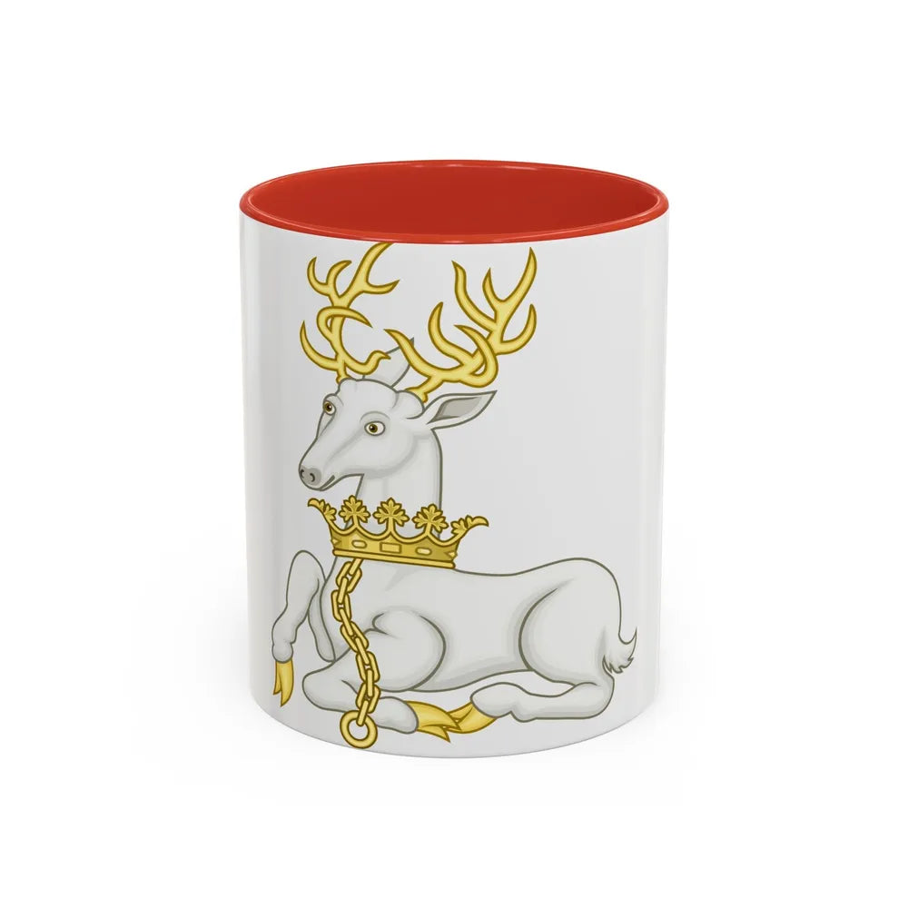 White Hart Badge of Richard II - Accent Coffee Mug-11oz-Red-Go Mug Yourself