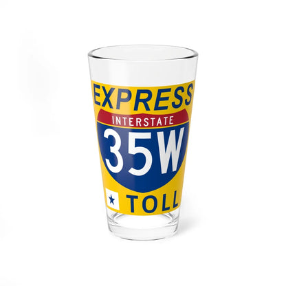 35W Express Lane free (Texas) (Road Sign) Pint Glass 16oz 16oz - Go Mug Yourself