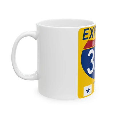 35W Express Lane free (Texas) (Road Sign) White Coffee Mug - Go Mug Yourself