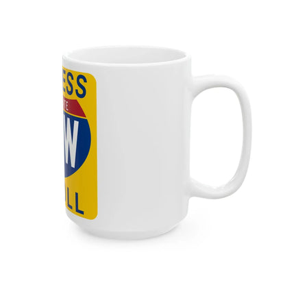 35W Express Lane free (Texas) (Road Sign) White Coffee Mug - Go Mug Yourself