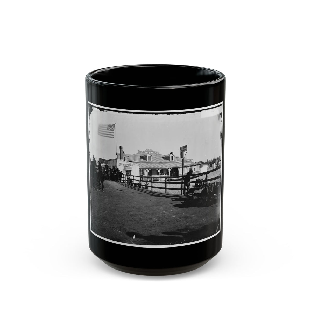 Fort Monroe, Va. Captain Of The Port's Office And The Hygeia Dining Saloon (U.S. Civil War) Black Coffee Mug