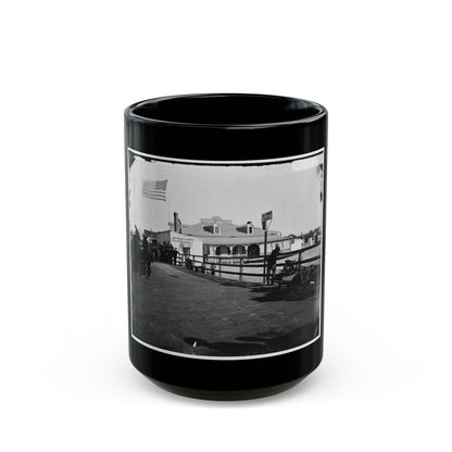 Fort Monroe, Va. Captain Of The Port's Office And The Hygeia Dining Saloon (U.S. Civil War) Black Coffee Mug