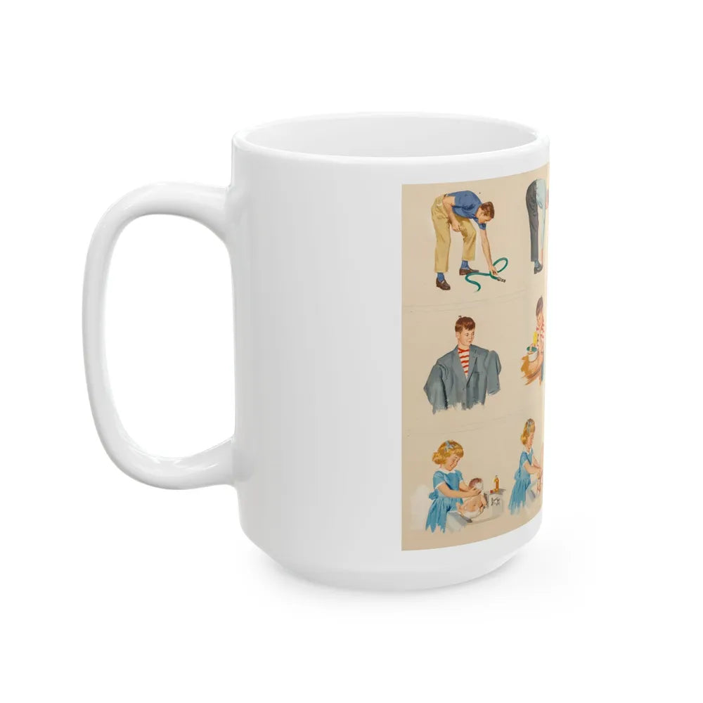 Fun at Home, Dick and Jane illustration - White Coffee Mug-Go Mug Yourself