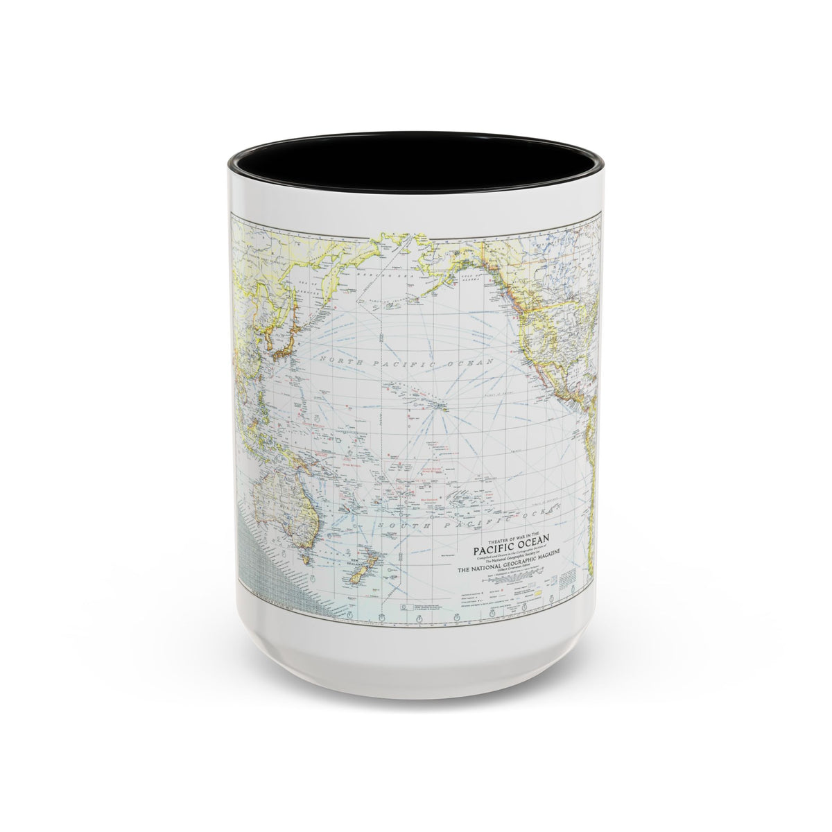 Pacific Ocean - Theater of War (1942) (Map) Accent Coffee Mug