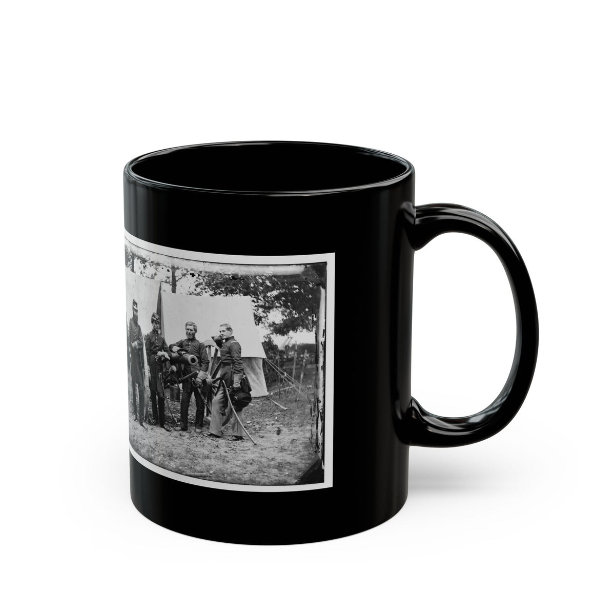 Fair Oaks, Va., Vicinity. Capt. James M. Robertson (Third From Left) And Officers (U.S. Civil War) Black Coffee Mug