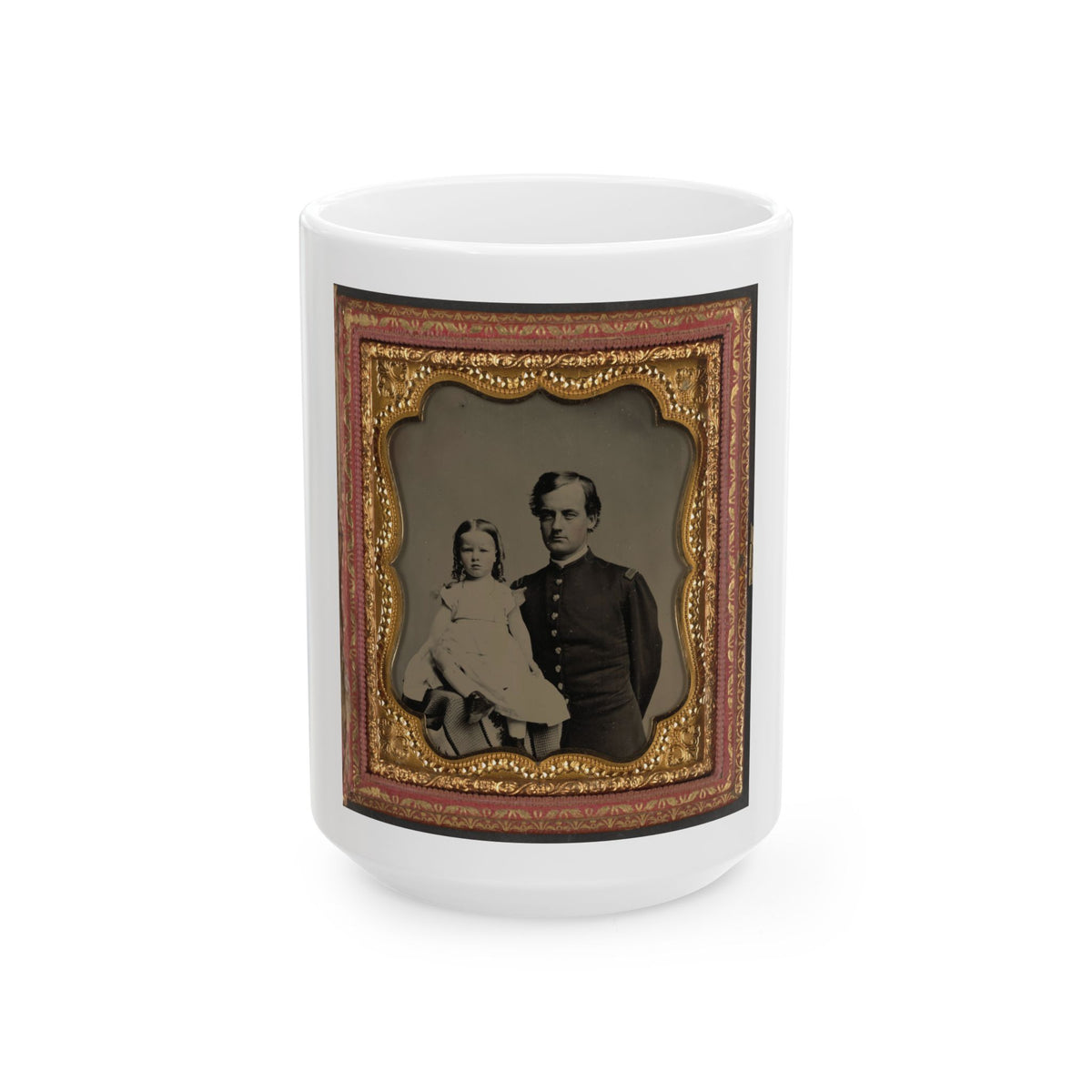 Unidentified Soldier In Union Uniform And Unidentified Young Girl, Probably His Daughter (U.S. Civil War) White Coffee Mug