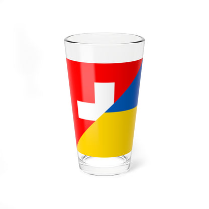 Flag of Switzerland and Ukraine (Switzerland) Pint Glass 16oz
