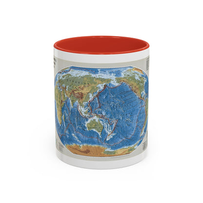 World Map - Tectonic Plates (1999) (Map) Accent Coffee Mug