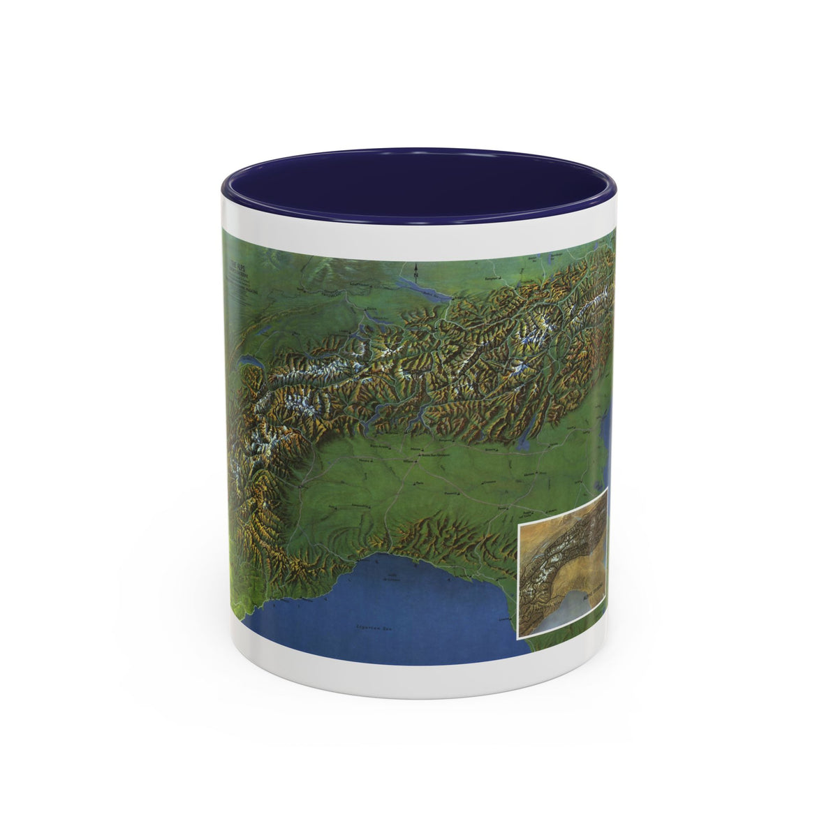 Alps, The - Europe's Backbone (1965) (Map) Accent Coffee Mug