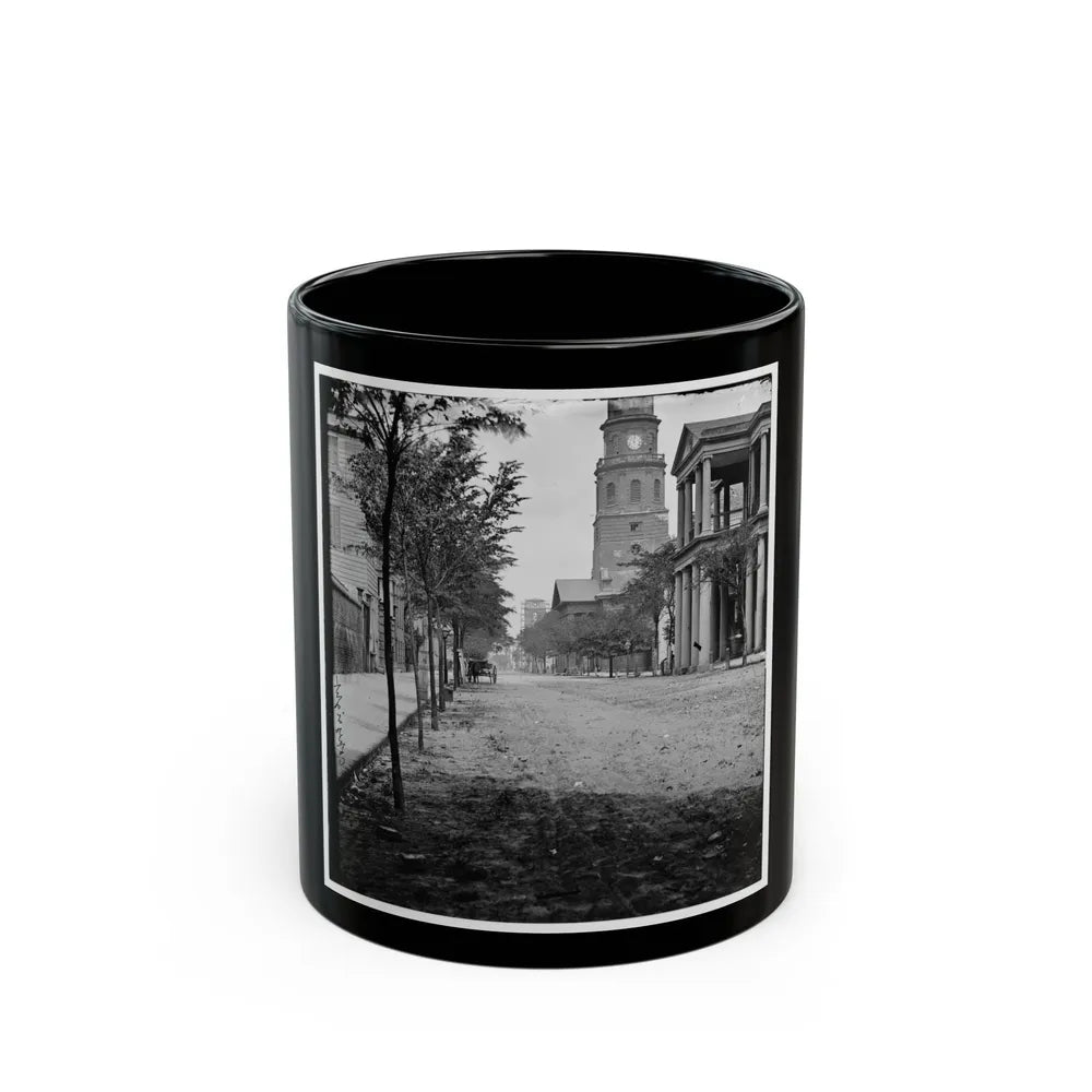 Charleston, S.C. Meeting Street, Near Broad; St. Michael's Church In Middle Distance (U.S. Civil War) Black Coffee Mug-11oz-Go Mug Yourself