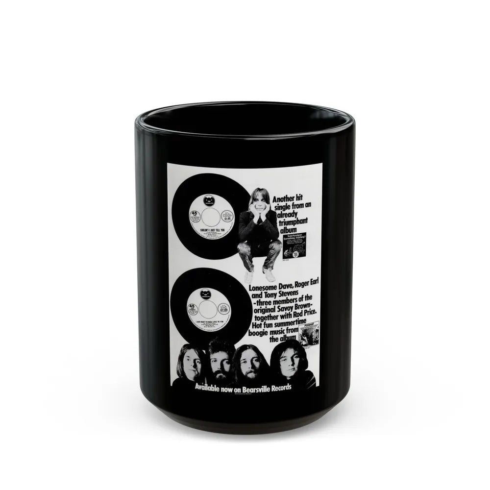 Foghat 1972 (Music Poster) Black Coffee Mug-15oz-Go Mug Yourself