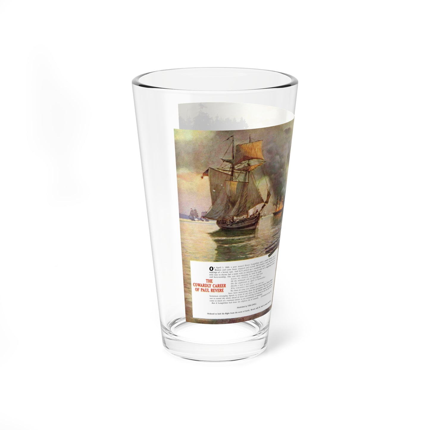 The Cowardly Career of Paul Revere (2), True magazine, March 1962 (Magazine Illustration) Pint Glass 16oz