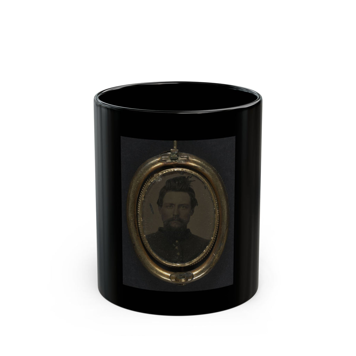 Unidentified Soldier In Union Uniform And Lock Of Hair In Brooch (U.S. Civil War) Black Coffee Mug