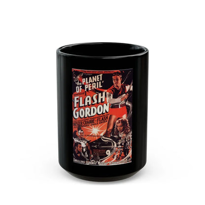 FLASH GORDON - THE PLANET OF PERIL 1936 Movie Poster - Black Coffee Mug-15oz-Go Mug Yourself