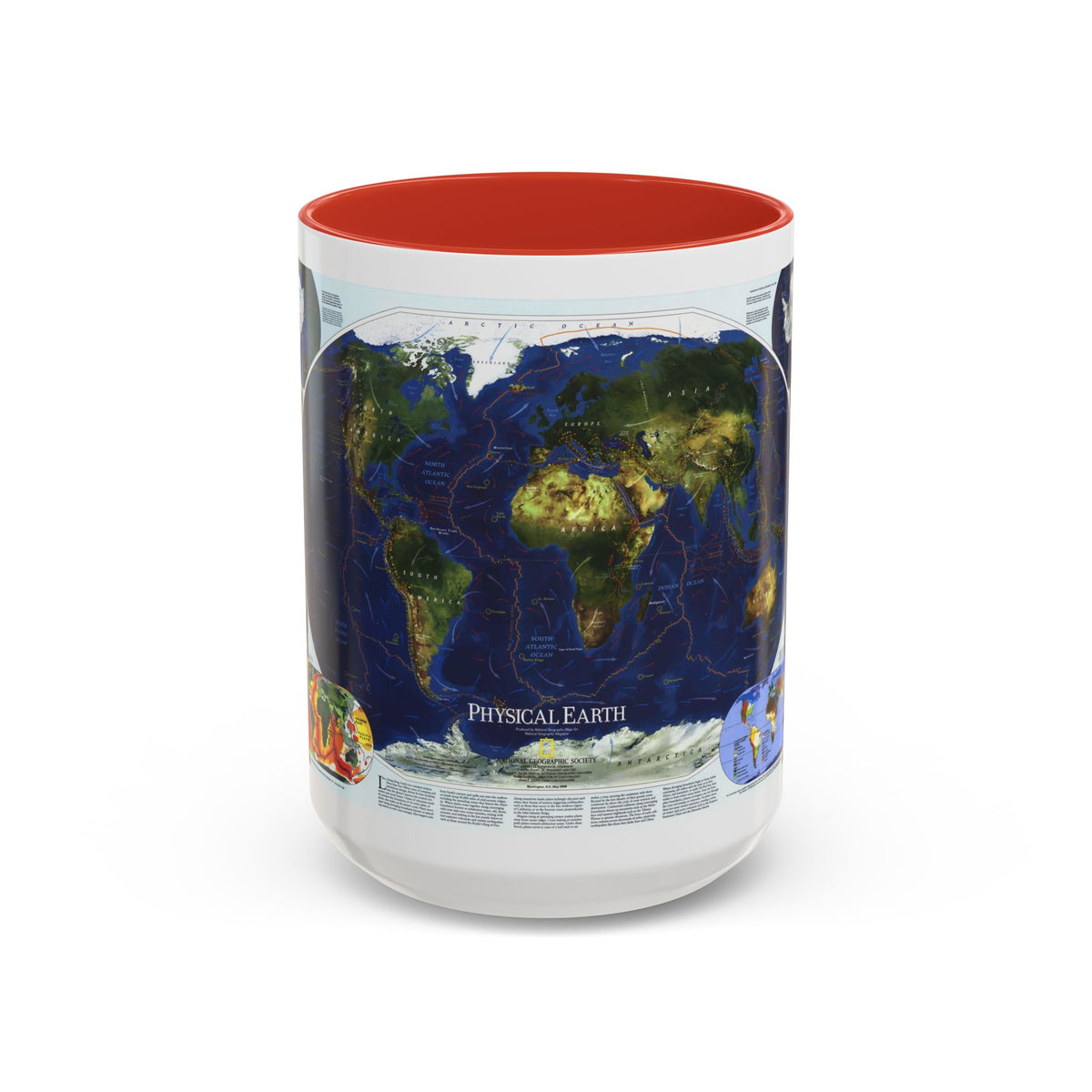 World Map - Physical Earth 1 (1998) (Map) Accent Coffee Mug