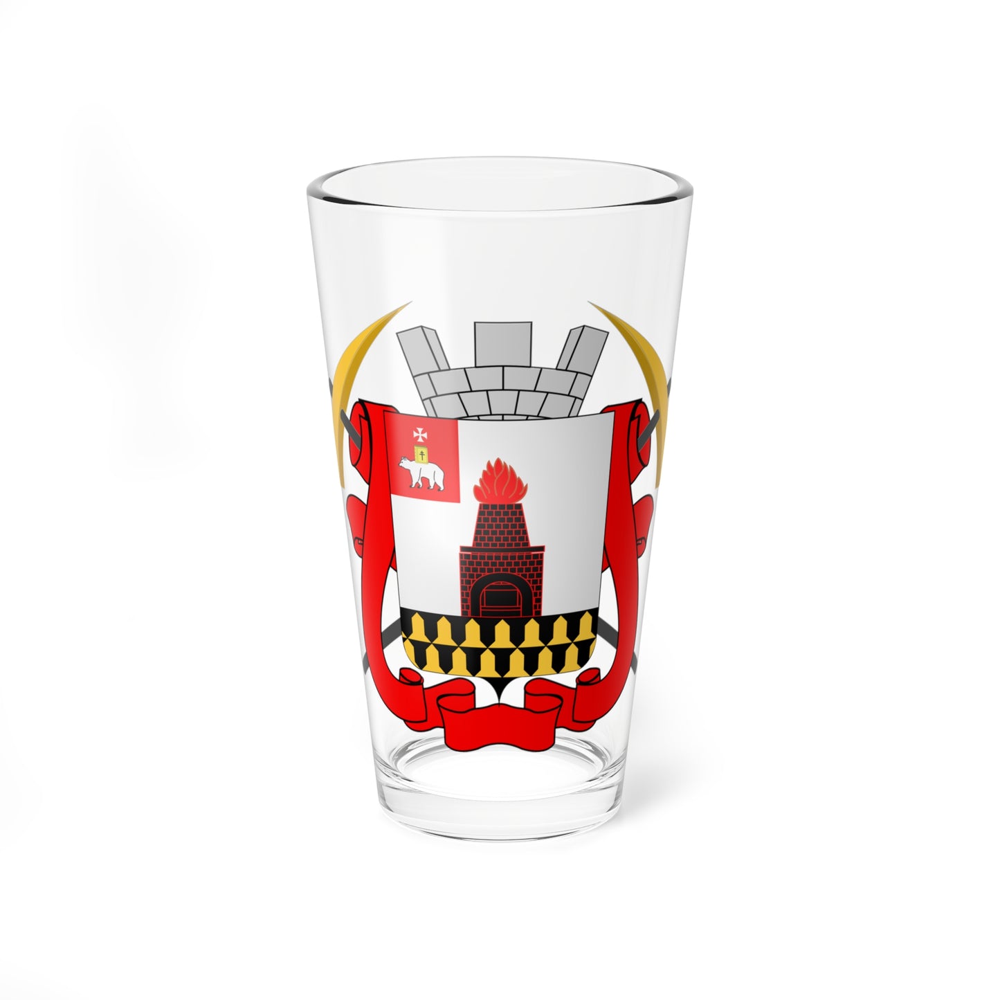 Coat of arms of Yekaterinburg 1862 (Russia) (Coat of Arms) Pint Glass 16oz