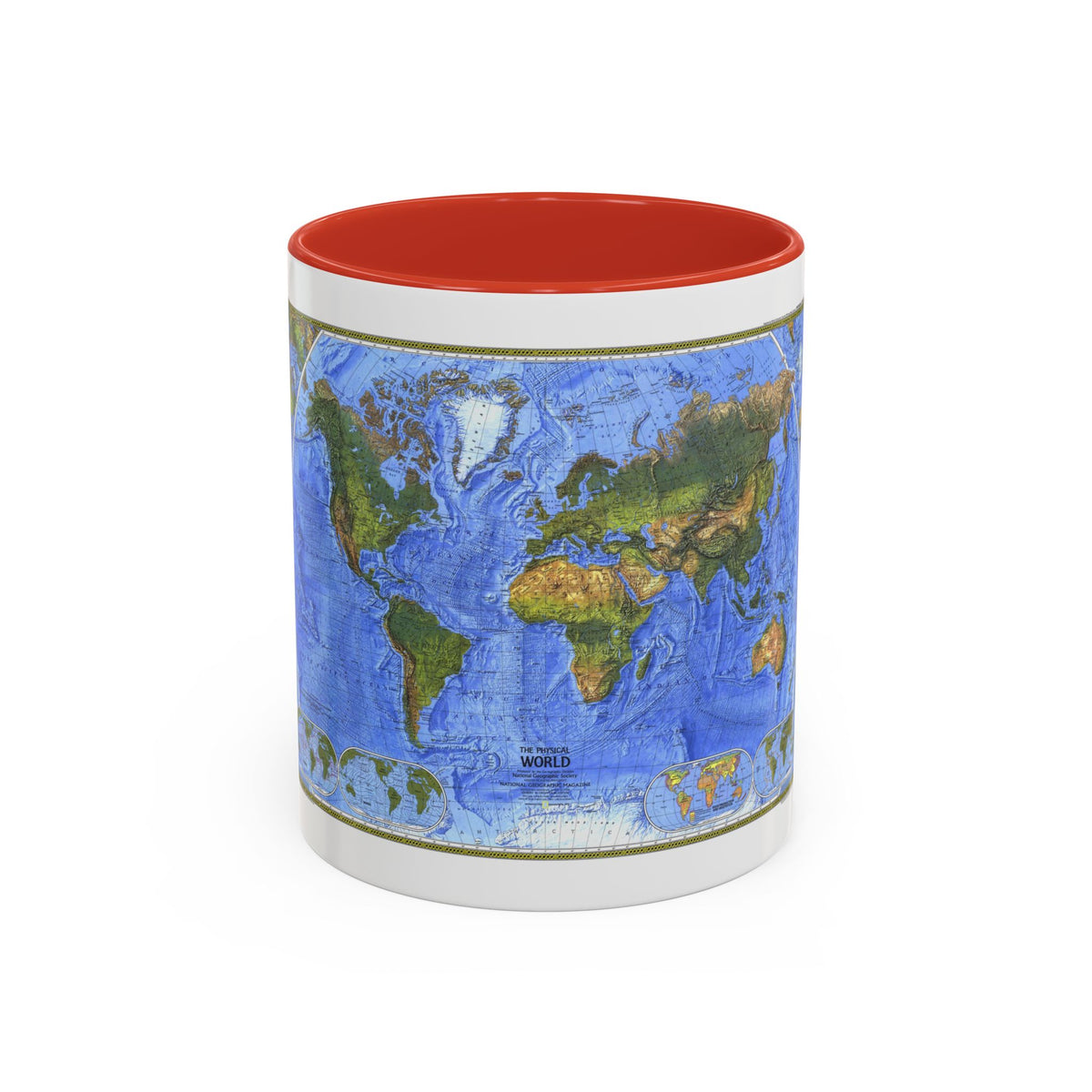 World Map - The Physical World (1975) (Map) Accent Coffee Mug