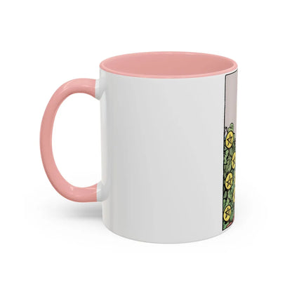 The 7 of Pentacles (Tarot Card) Accent Coffee Mug-Go Mug Yourself