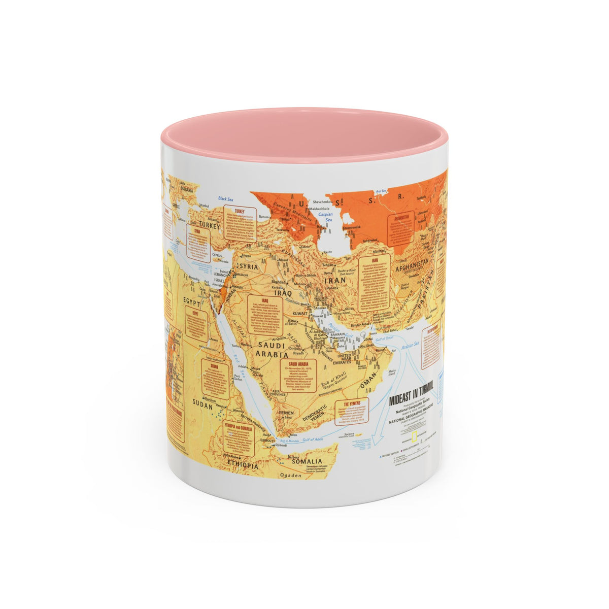 Middle East in Turmoil (1980) (Map) Accent Coffee Mug
