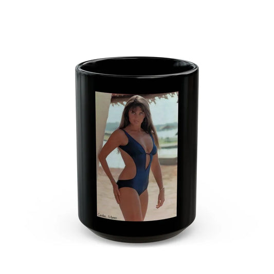 Caroline Munro #295 (Vintage Female Icon) Black Coffee Mug-15oz-Go Mug Yourself