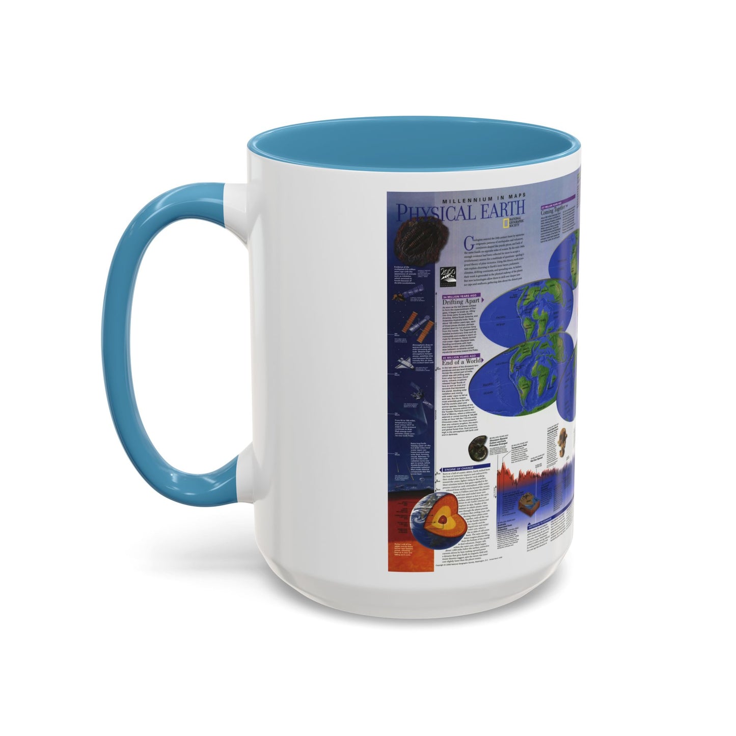 World Map - Physical Earth 2 (1998) (Map) Accent Coffee Mug