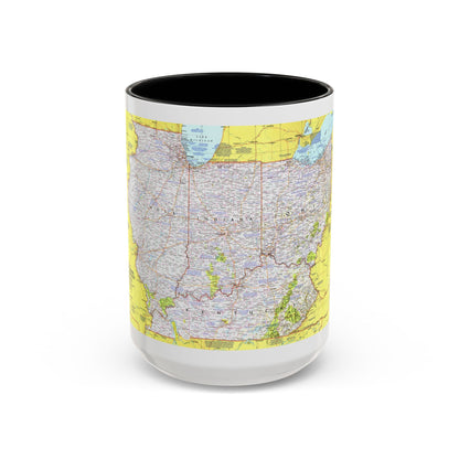 USA - Illinois, Indiana, Ohio, Kentucky 1 (1977) (Map) Accent Coffee Mug