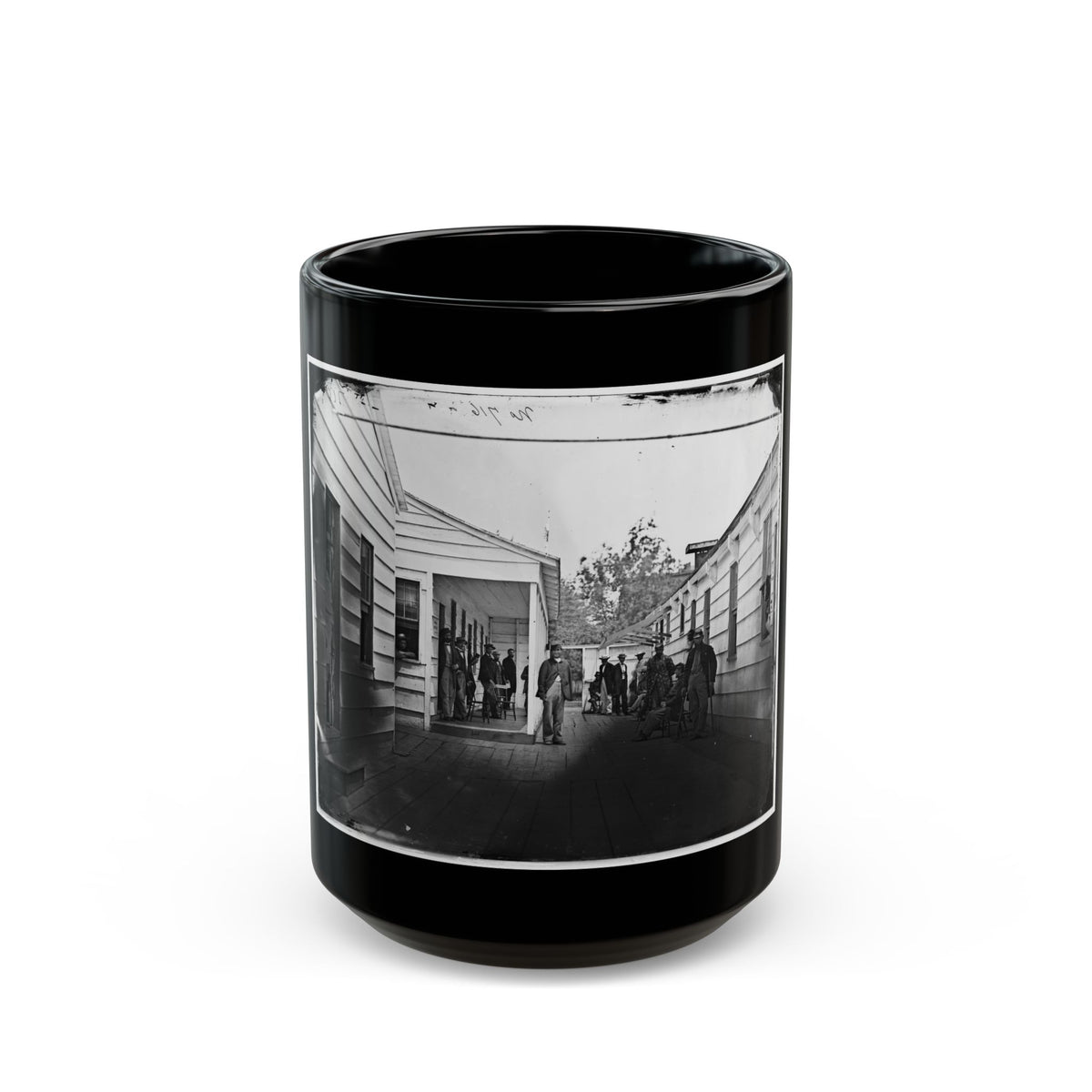 Washington, D.C. Convalescent Soldiers And Others Outside Quarters Of The Sanitary Commission Home Lodge (U.S. Civil War) Black Coffee Mug