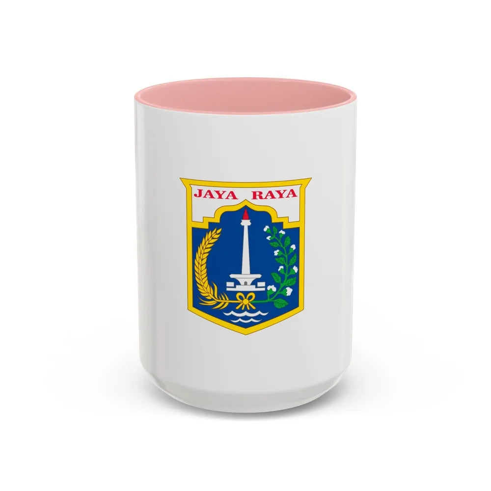 Flag of Jakarta Indonesia - Accent Coffee Mug-15oz-Pink-Go Mug Yourself