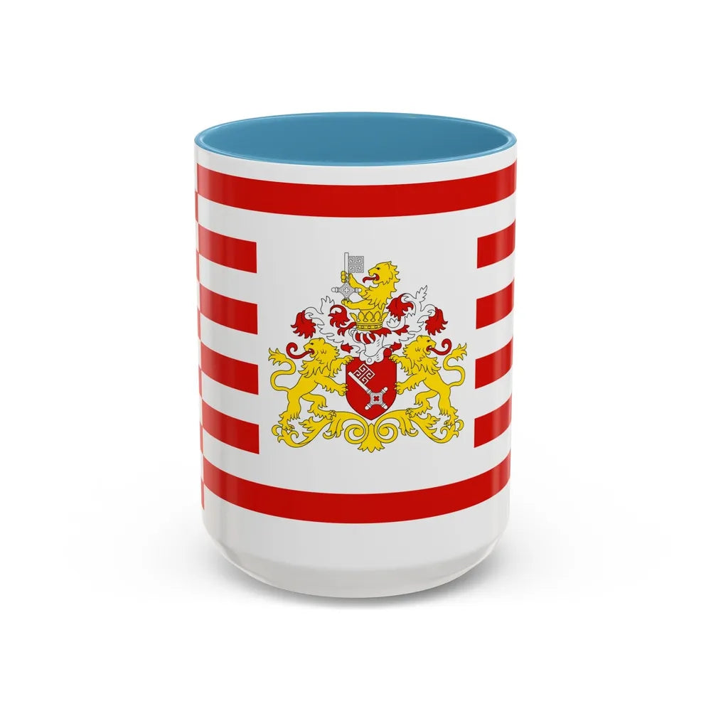 Flag of Bremen with flag arms Germany - Accent Coffee Mug-15oz-Light Blue-Go Mug Yourself