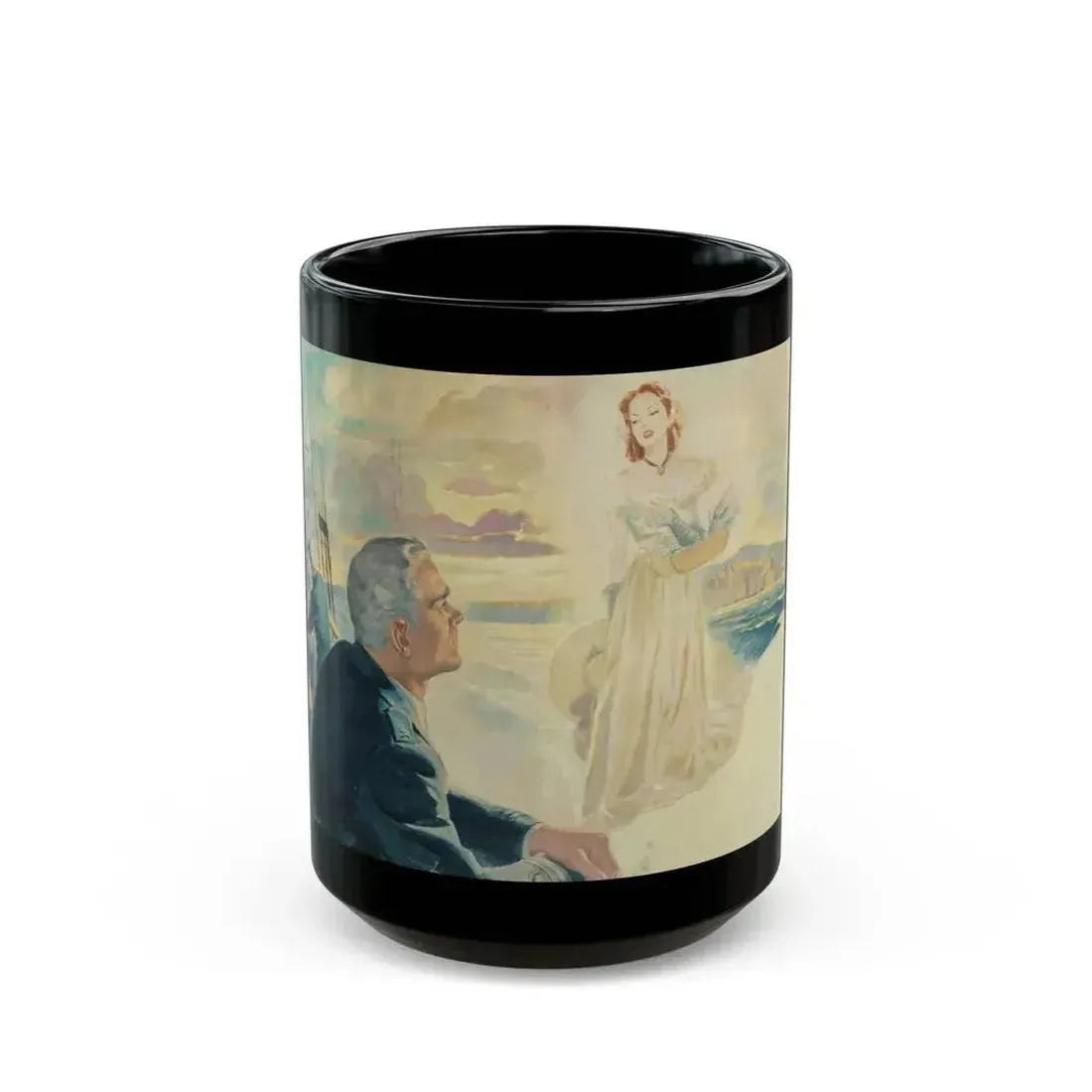 37 Year Vigil, American Weekly Magazine interior illustration, June 12, 1949 - Black Coffee Mug 15oz - Go Mug Yourself