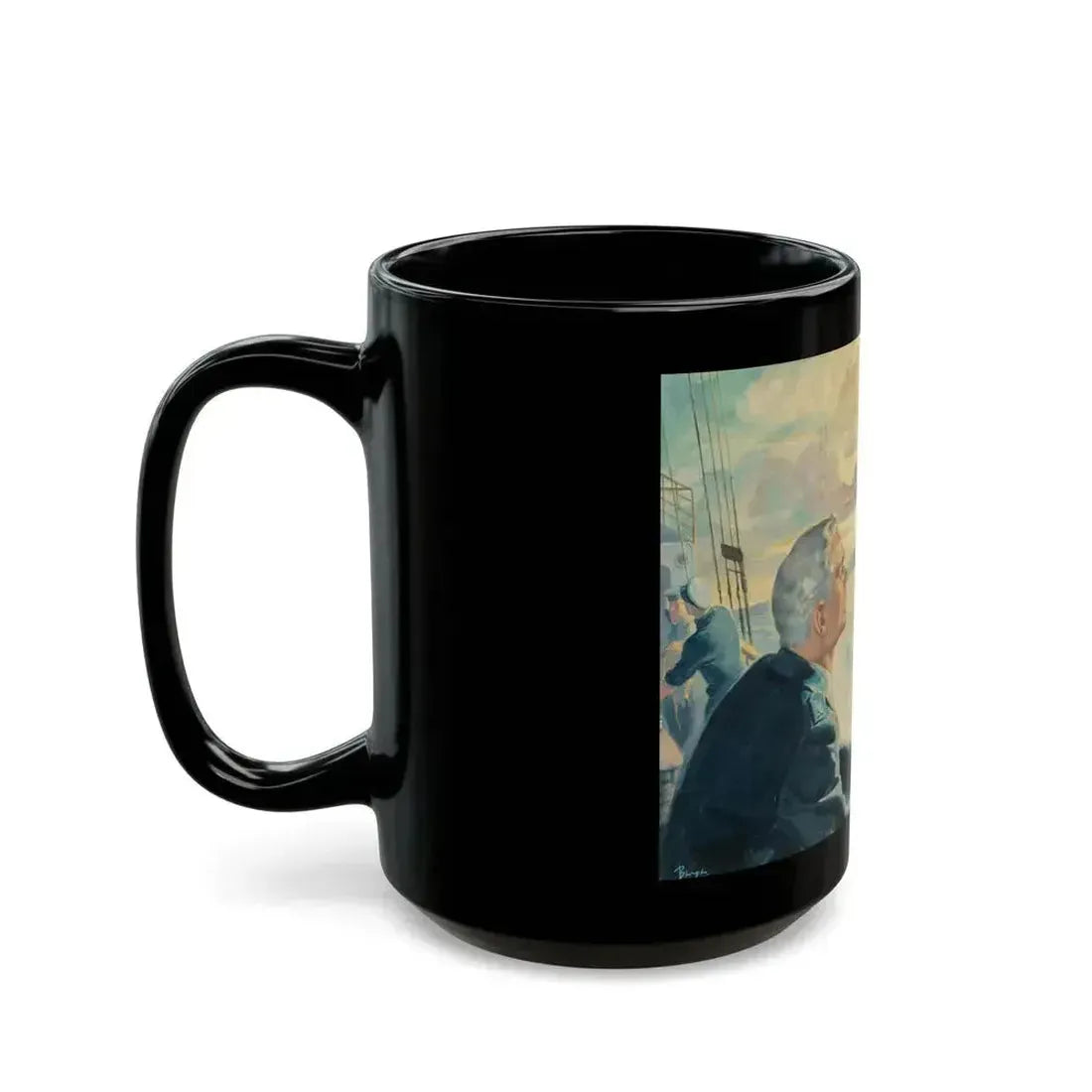 37 Year Vigil, American Weekly Magazine interior illustration, June 12, 1949 - Black Coffee Mug - Go Mug Yourself
