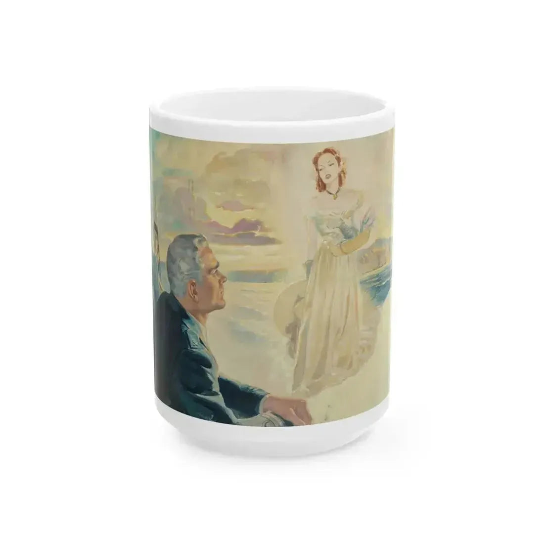 37 Year Vigil, American Weekly Magazine interior illustration, June 12, 1949 - White Coffee Mug 15oz - Go Mug Yourself