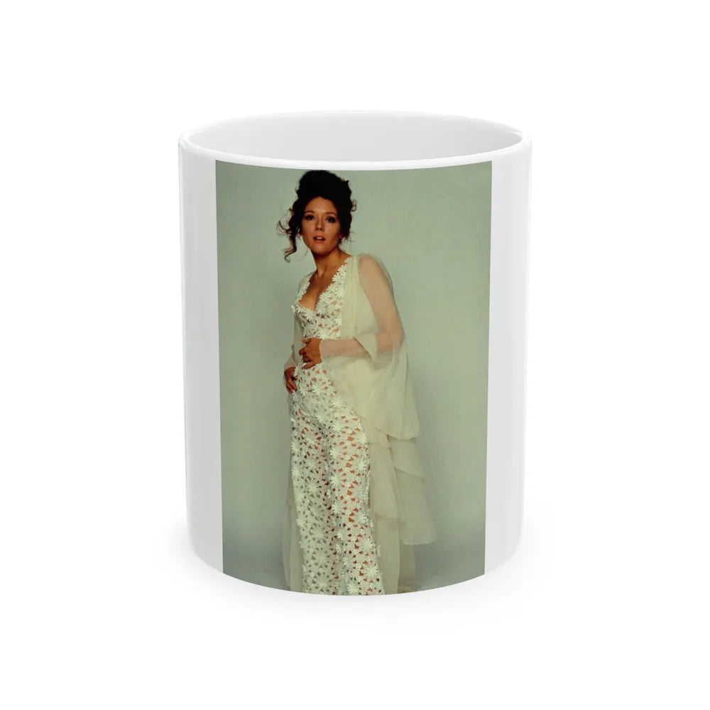 Diana Rigg #39 (Vintage Female Icon) White Coffee Mug-11oz-Go Mug Yourself