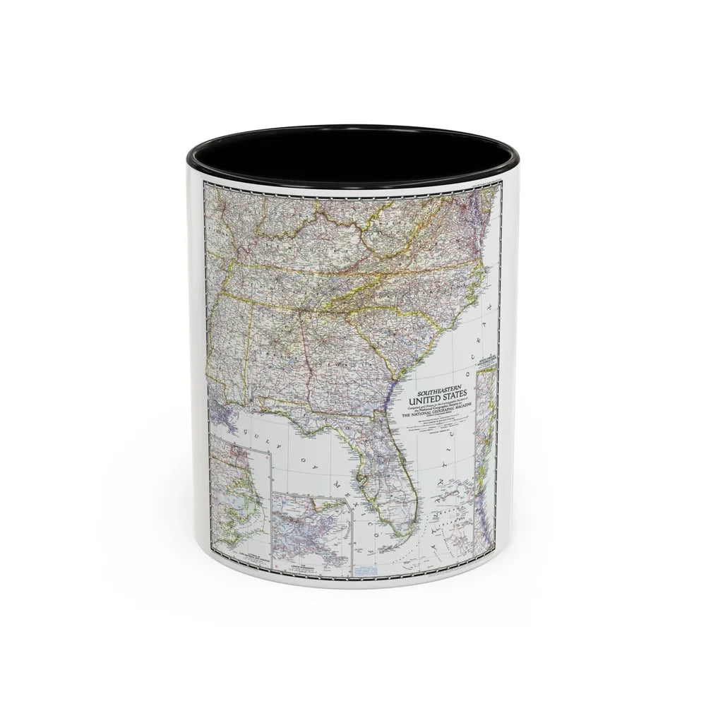 USA - Southeastern (1947) (Map) Accent Coffee Mug-11oz-Black-Go Mug Yourself