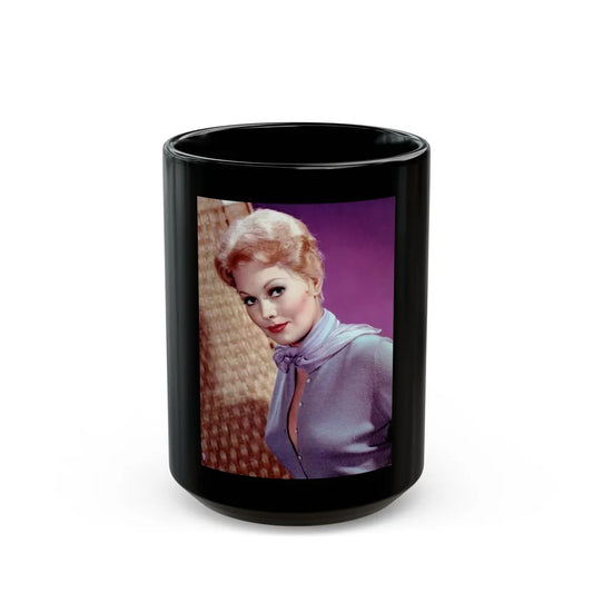 Kim Novak #318 (Vintage Female Icon) Black Coffee Mug-15oz-Go Mug Yourself