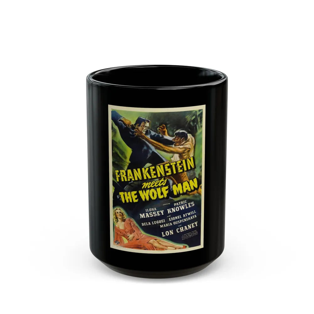 FRANKENSTEIN MEETS THE WOLF MAN 1943 Movie Poster - Black Coffee Mug-15oz-Go Mug Yourself