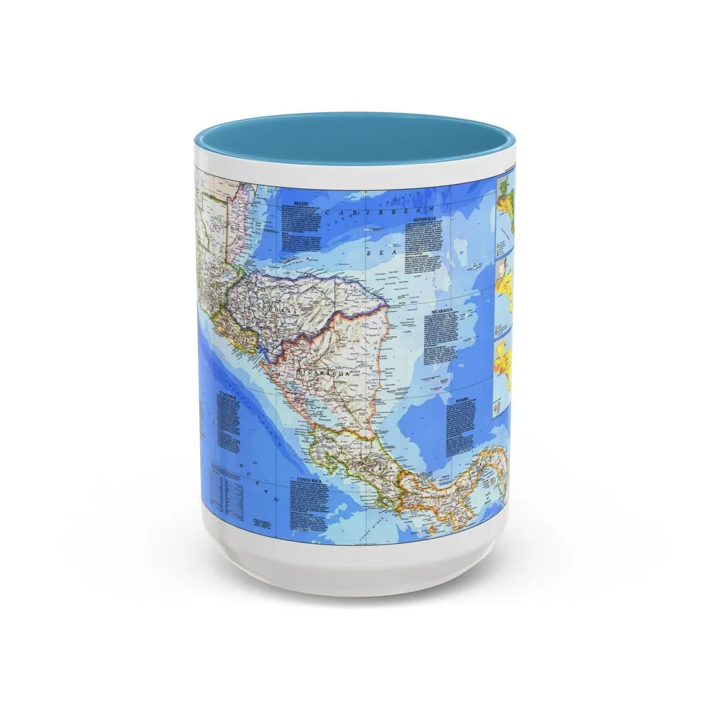 Central America (1986) (Map) Accent Coffee Mug-15oz-Light Blue-Go Mug Yourself