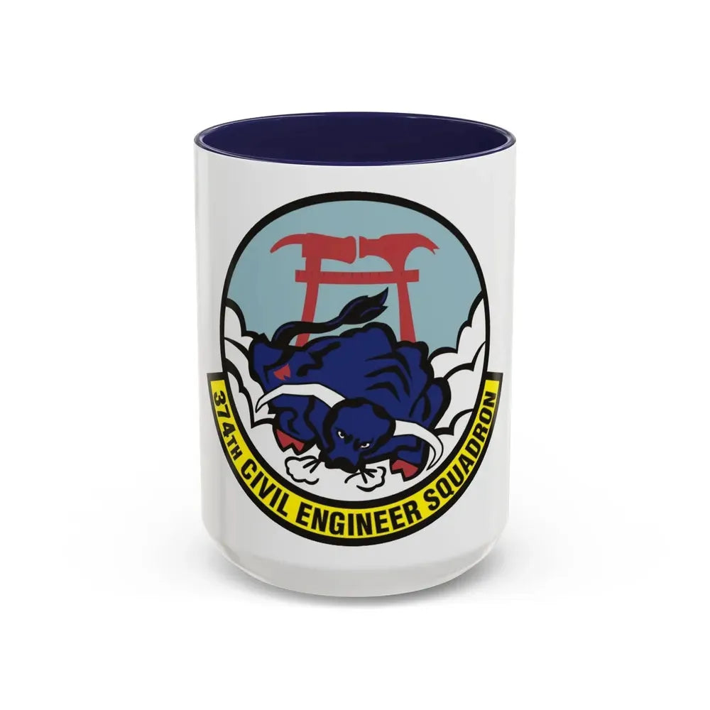 374 Civil Engineer Squadron PACAF (U.S. Air Force) Accent Coffee Mug 15oz Navy - Go Mug Yourself