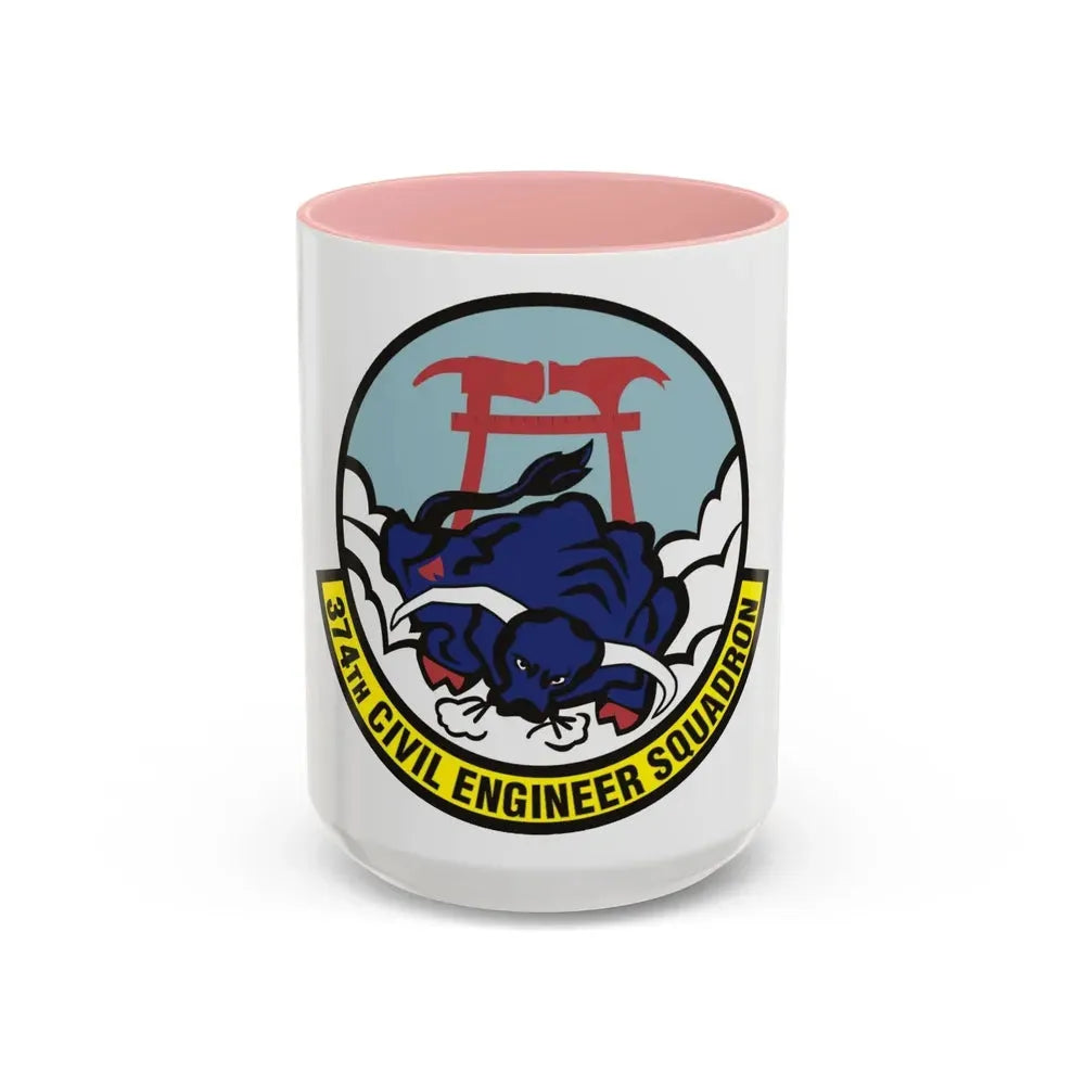 374 Civil Engineer Squadron PACAF (U.S. Air Force) Accent Coffee Mug 15oz Pink - Go Mug Yourself