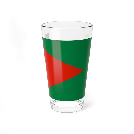 Minimalist flag of El Alto, Bolivia, with a solid green field and a large red triangle on its left side.