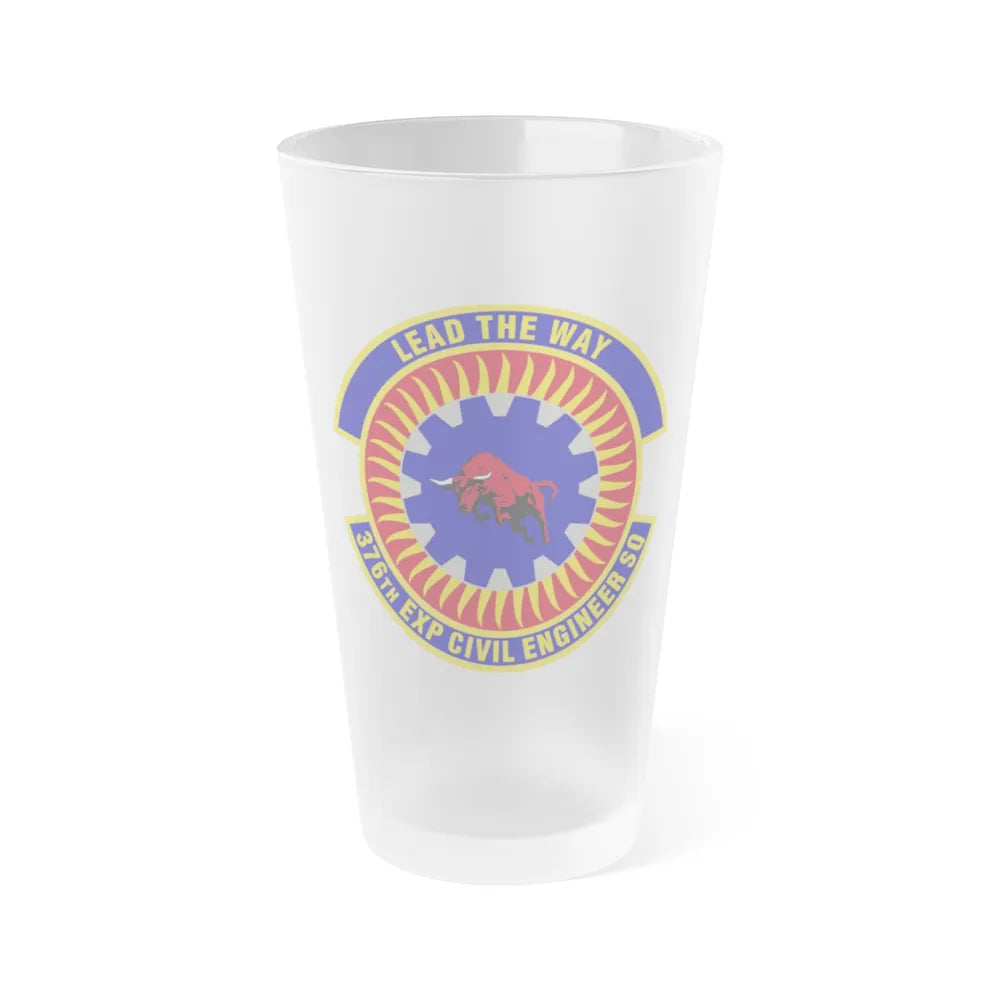 376th Expeditionary Civil Engineer Squadron (U.S. Air Force) Frosted Pint Glass 16oz-16oz-Frosted-Go Mug Yourself