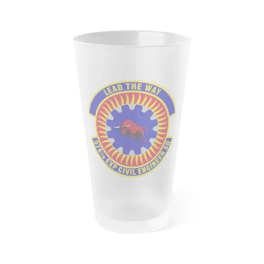 376th Expeditionary Civil Engineer Squadron (U.S. Air Force) Frosted Pint Glass 16oz 16oz Frosted - Go Mug Yourself