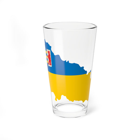 Flag-map of Zakarpattia Oblast (Ukraine) Pint Glass 16oz